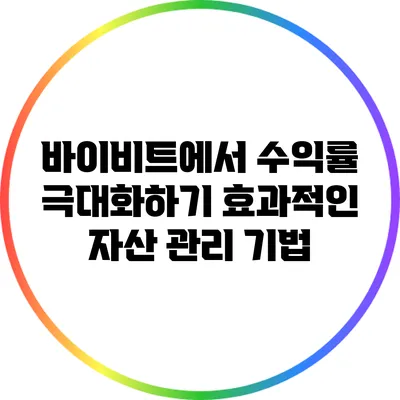 바이비트에서 수익률 극대화하기: 효과적인 자산 관리 기법