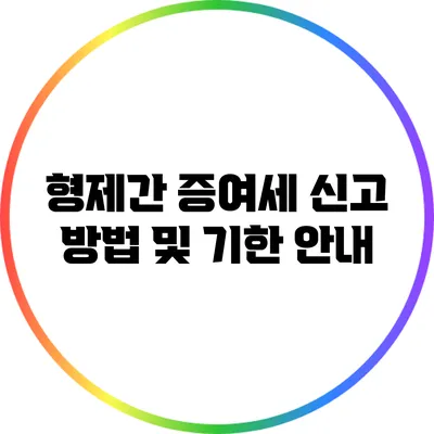 형제간 증여세 신고 방법 및 기한 안내