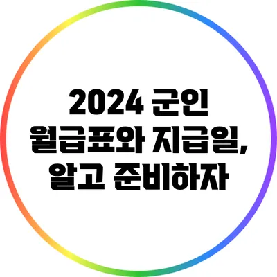 2024 군인 월급표와 지급일, 알고 준비하자