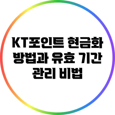 KT포인트 현금화 방법과 유효 기간 관리 비법