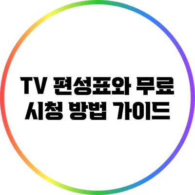 TV 편성표와 무료 시청 방법 가이드
