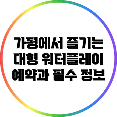 가평에서 즐기는 대형 워터플레이 예약과 필수 정보