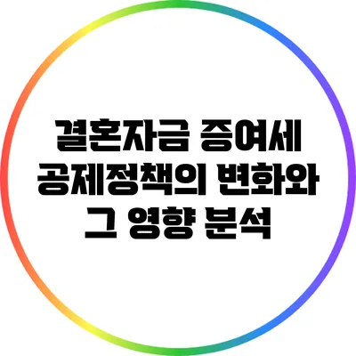 결혼자금 증여세 공제정책의 변화와 그 영향 분석