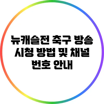 뉴캐슬전 축구 방송 시청 방법 및 채널 번호 안내