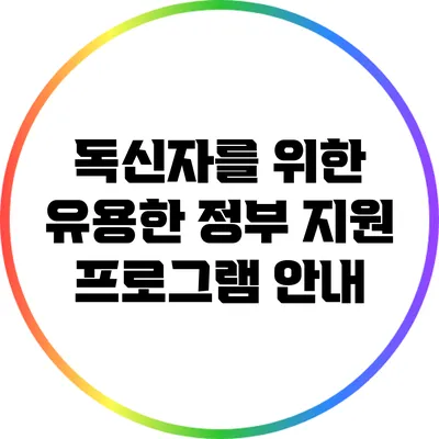 독신자를 위한 유용한 정부 지원 프로그램 안내