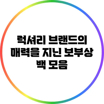 럭셔리 브랜드의 매력을 지닌 보부상 백 모음