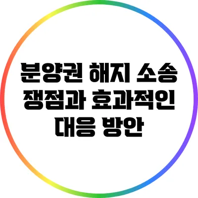 분양권 해지 소송 쟁점과 효과적인 대응 방안