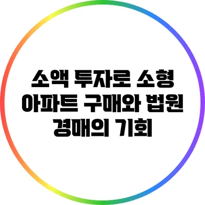 소액 투자로 소형 아파트 구매와 법원 경매의 기회