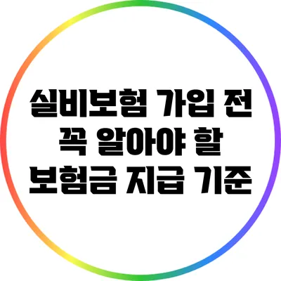 실비보험 가입 전 꼭 알아야 할 보험금 지급 기준