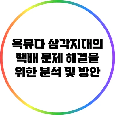 옥뮤다 삼각지대의 택배 문제 해결을 위한 분석 및 방안