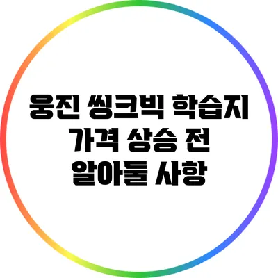 웅진 씽크빅 학습지 가격 상승 전 알아둘 사항