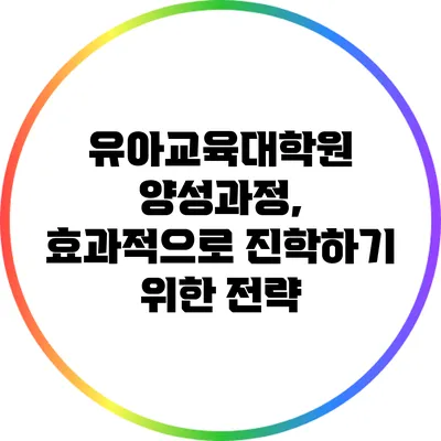 유아교육대학원 양성과정, 효과적으로 진학하기 위한 전략