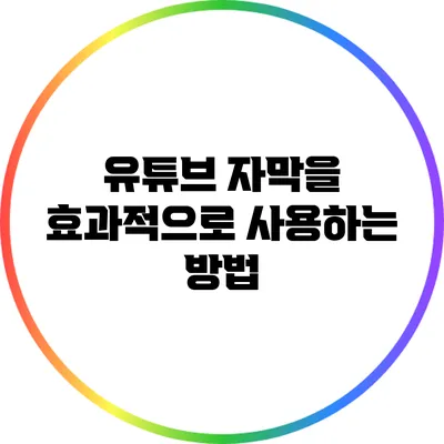 유튜브 자막을 효과적으로 사용하는 방법