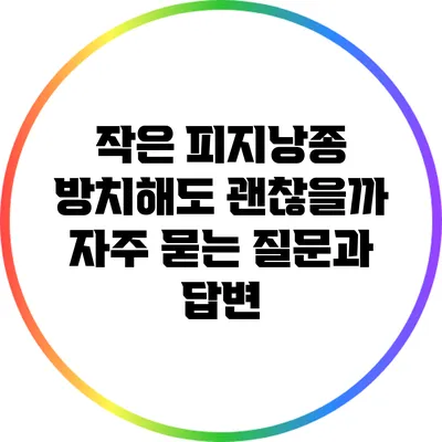 작은 피지낭종 방치해도 괜찮을까? 자주 묻는 질문과 답변
