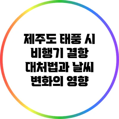 제주도 태풍 시 비행기 결항 대처법과 날씨 변화의 영향