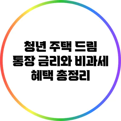 청년 주택 드림 통장: 금리와 비과세 혜택 총정리