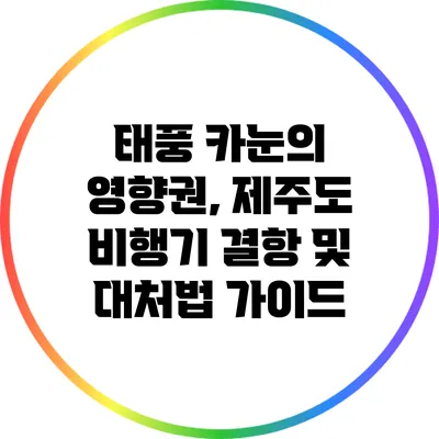 태풍 카눈의 영향권, 제주도 비행기 결항 및 대처법 가이드