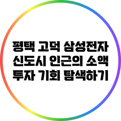 평택 고덕 삼성전자 신도시 인근의 소액 투자 기회 탐색하기