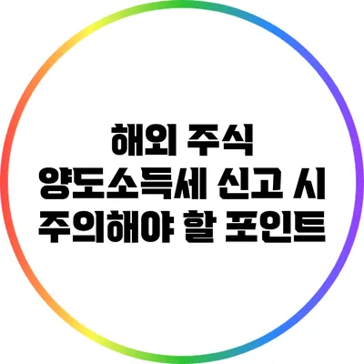 해외 주식 양도소득세 신고 시 주의해야 할 포인트