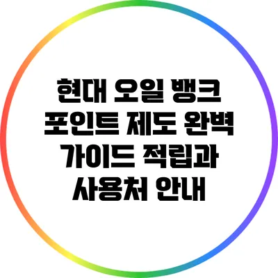 현대 오일 뱅크 포인트 제도 완벽 가이드: 적립과 사용처 안내