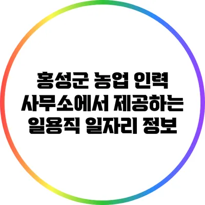 홍성군 농업 인력 사무소에서 제공하는 일용직 일자리 정보