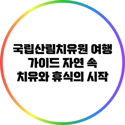 국립산림치유원 여행 가이드: 자연 속 치유와 휴식의 시작
