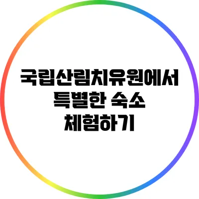 국립산림치유원에서 특별한 숙소 체험하기