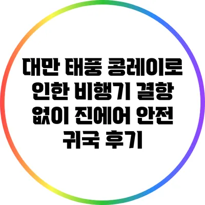 대만 태풍 콩레이로 인한 비행기 결항 없이 진에어 안전 귀국 후기