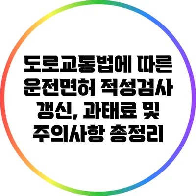 도로교통법에 따른 운전면허 적성검사 갱신, 과태료 및 주의사항 총정리