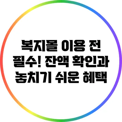 복지몰 이용 전 필수! 잔액 확인과 놓치기 쉬운 혜택