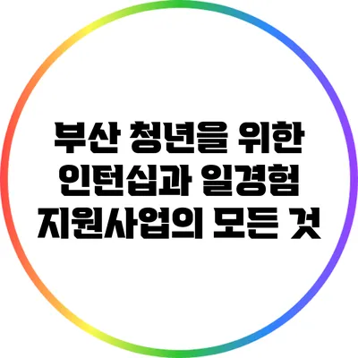 부산 청년을 위한 인턴십과 일경험 지원사업의 모든 것