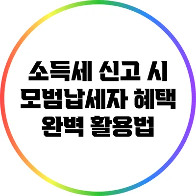 소득세 신고 시 모범납세자 혜택 완벽 활용법