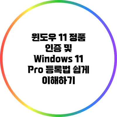윈도우 11 정품 인증 및 Windows 11 Pro 등록법 쉽게 이해하기