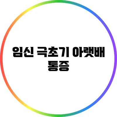 임신 극초기 아랫배 통증