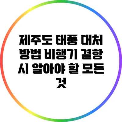 제주도 태풍 대처 방법: 비행기 결항 시 알아야 할 모든 것