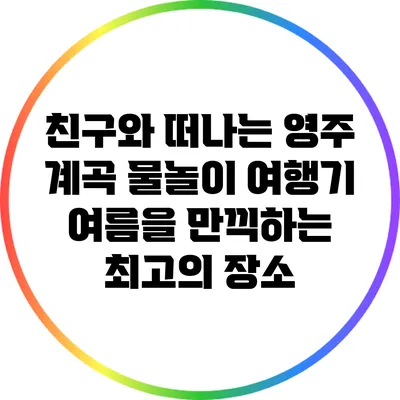 친구와 떠나는 영주 계곡 물놀이 여행기: 여름을 만끽하는 최고의 장소