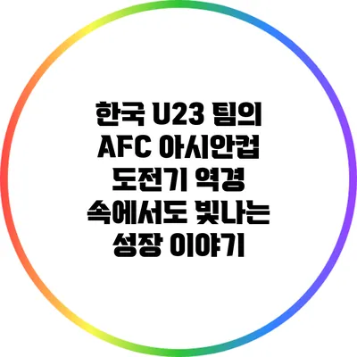 한국 U23 팀의 AFC 아시안컵 도전기: 역경 속에서도 빛나는 성장 이야기
