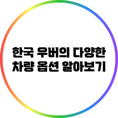 한국 우버의 다양한 차량 옵션 알아보기
