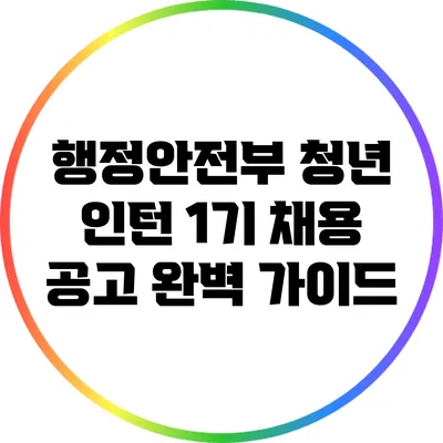 행정안전부 청년 인턴 1기 채용 공고 완벽 가이드