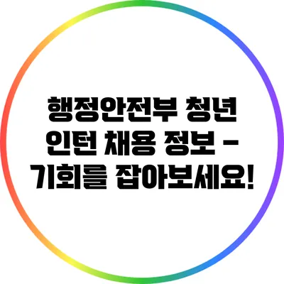 행정안전부 청년 인턴 채용 정보 – 기회를 잡아보세요!