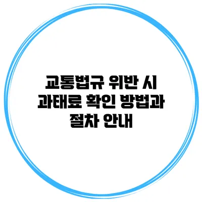 교통법규 위반 시 과태료 확인 방법과 절차 안내