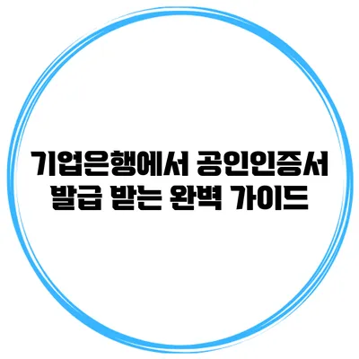 기업은행에서 공인인증서 발급 받는 완벽 가이드