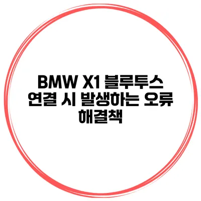BMW X1 블루투스 연결 시 발생하는 오류 해결책