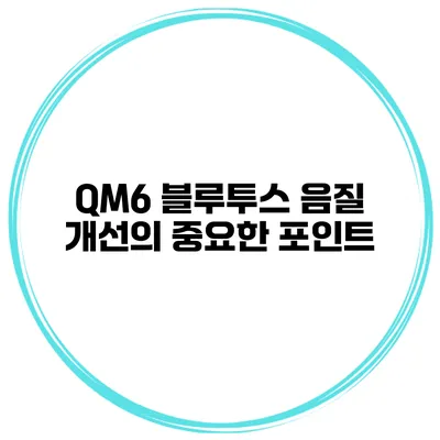 QM6 블루투스 음질 개선의 중요한 포인트