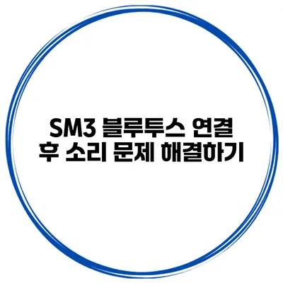 SM3 블루투스 연결 후 소리 문제 해결하기