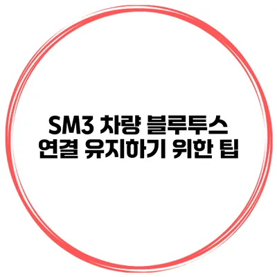SM3 차량 블루투스 연결 유지하기 위한 팁